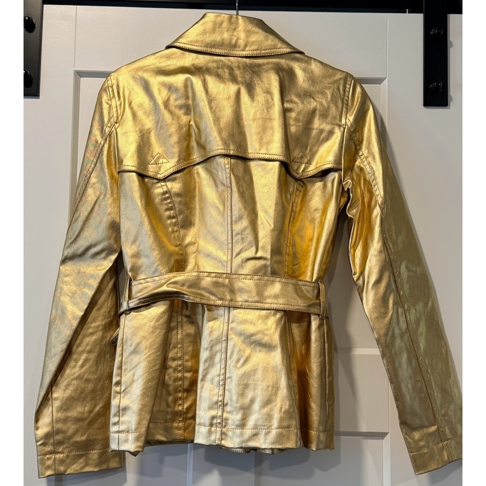 Ralph Lauren Gold Belted Trench-Style Jacket Ladies Size Small - Picture 4 of 4
